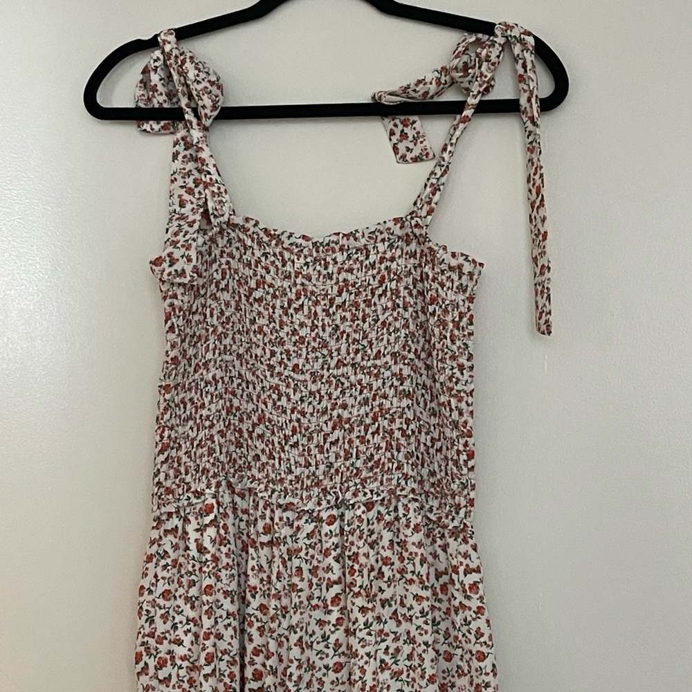 Floral Smocked Jumpsuit with Tie Straps